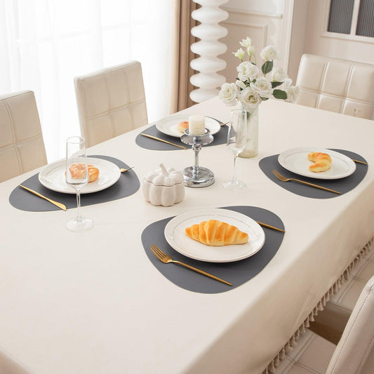 Premium Faux Leather Dining Table Mats, Anchor Grey - HOKIPO | Har Ghar ka Humsafar