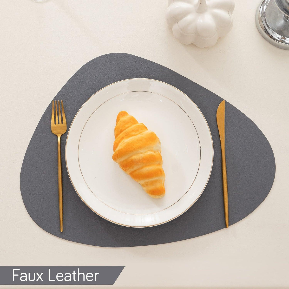 Premium Faux Leather Dining Table Mats, Anchor Grey - HOKIPO | Har Ghar ka Humsafar