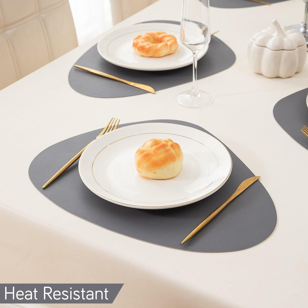 Premium Faux Leather Dining Table Mats, Anchor Grey - HOKIPO | Har Ghar ka Humsafar