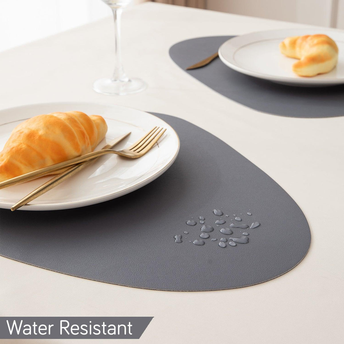 Premium Faux Leather Dining Table Mats, Anchor Grey - HOKIPO | Har Ghar ka Humsafar