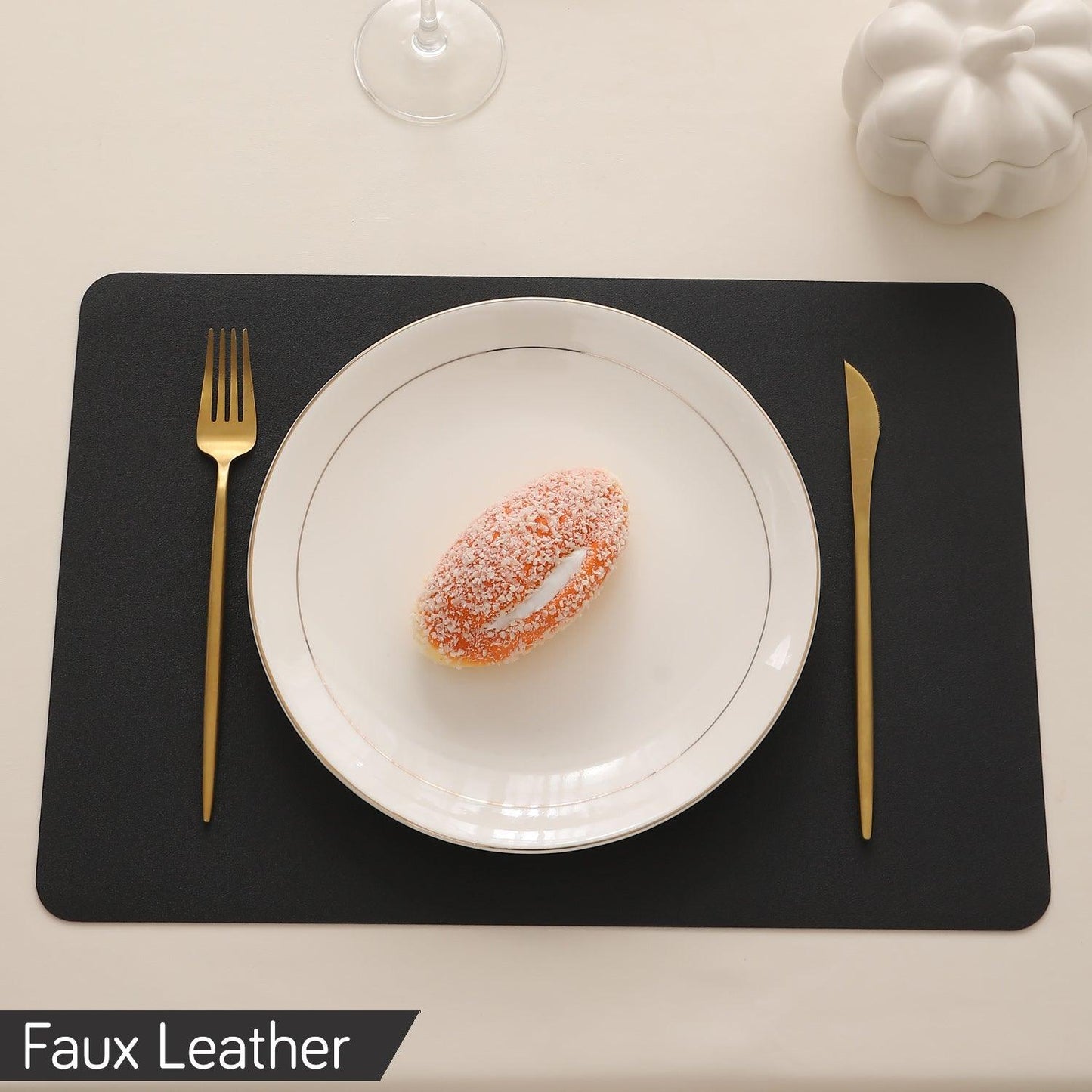 Premium Faux Leather Dining Table Mats, Black - HOKIPO | Har Ghar ka Humsafar