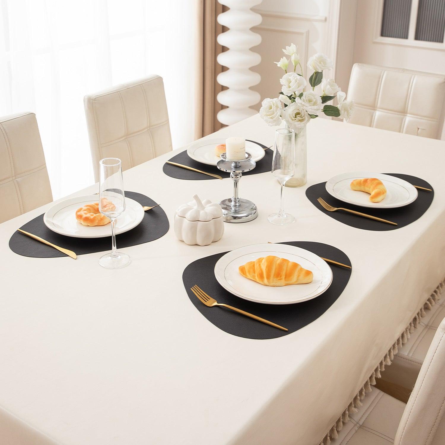 Premium Faux Leather Dining Table Mats, Black - HOKIPO | Har Ghar ka Humsafar