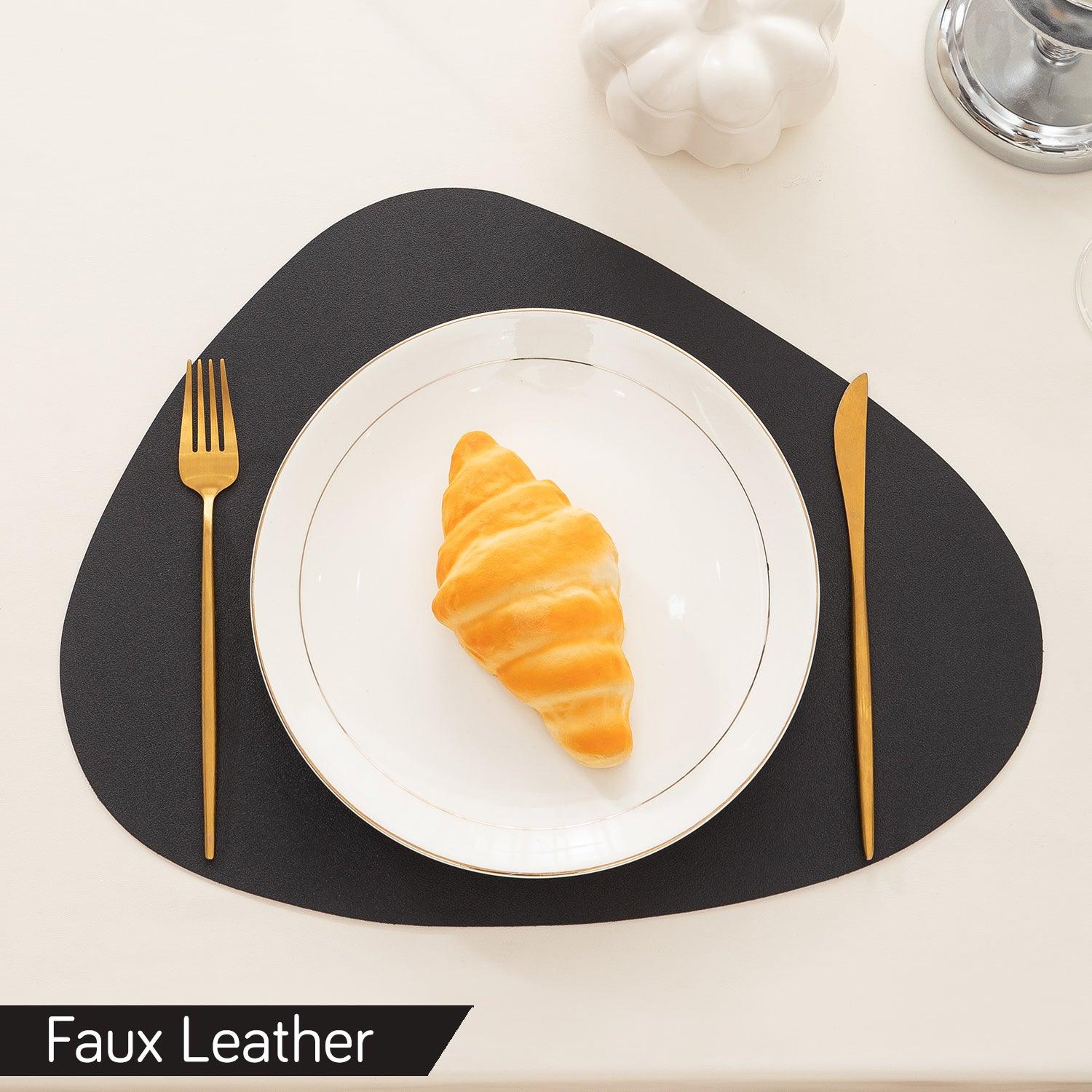 Premium Faux Leather Dining Table Mats, Black - HOKIPO | Har Ghar ka Humsafar