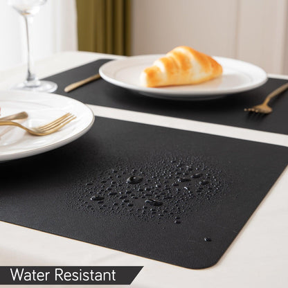 Premium Faux Leather Dining Table Mats, Black - HOKIPO | Har Ghar ka Humsafar