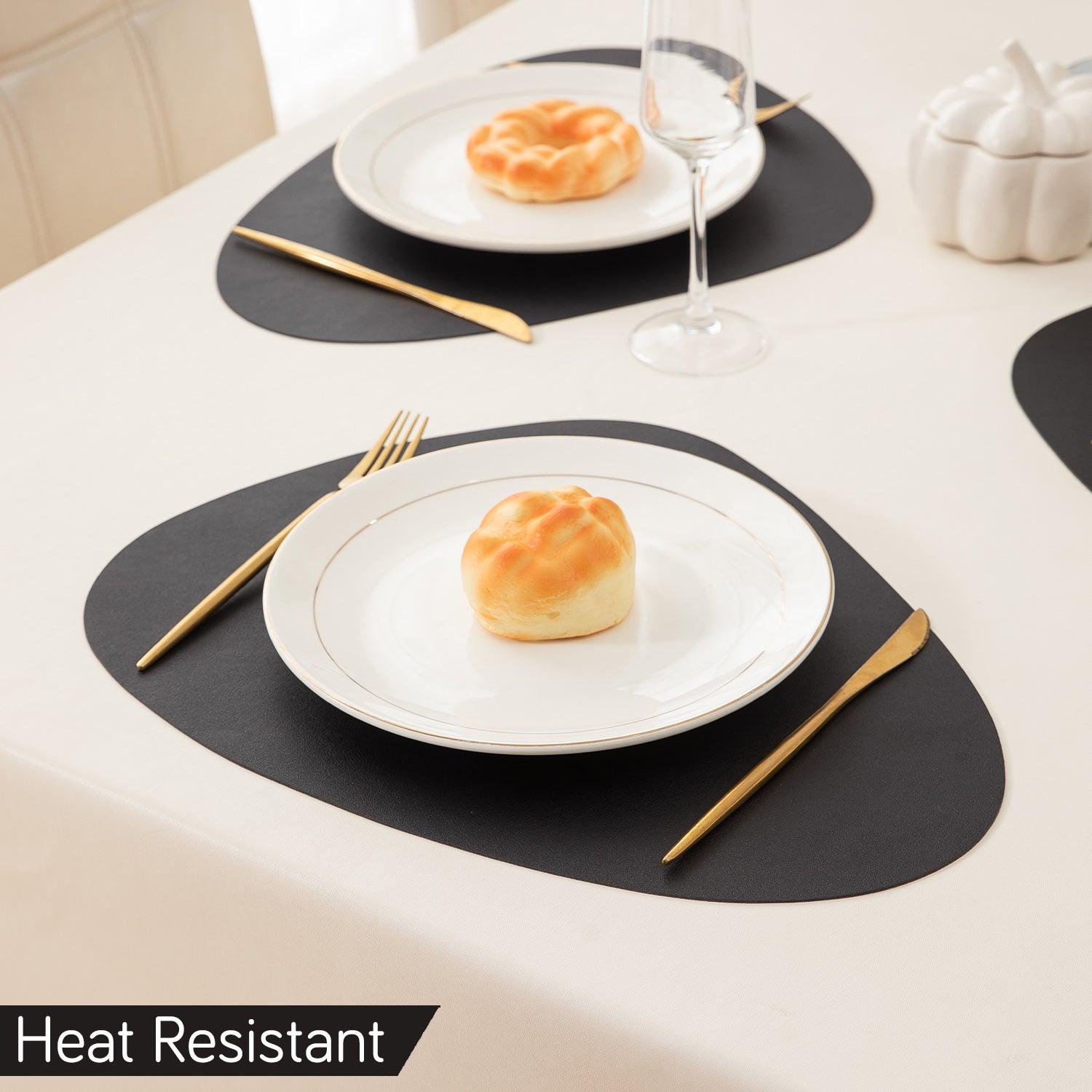 Premium Faux Leather Dining Table Mats, Black - HOKIPO | Har Ghar ka Humsafar