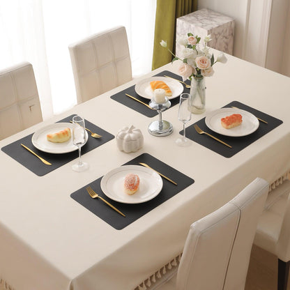 Premium Faux Leather Dining Table Mats, Black - HOKIPO | Har Ghar ka Humsafar