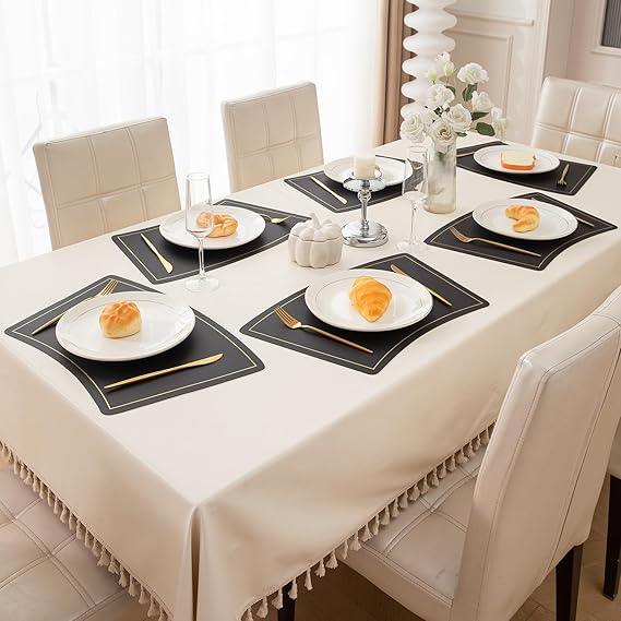 Premium Faux Leather Dining Table Mats, Black - HOKIPO | Har Ghar ka Humsafar