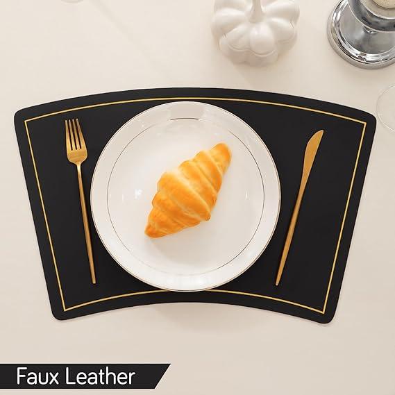 Premium Faux Leather Dining Table Mats, Black - HOKIPO | Har Ghar ka Humsafar