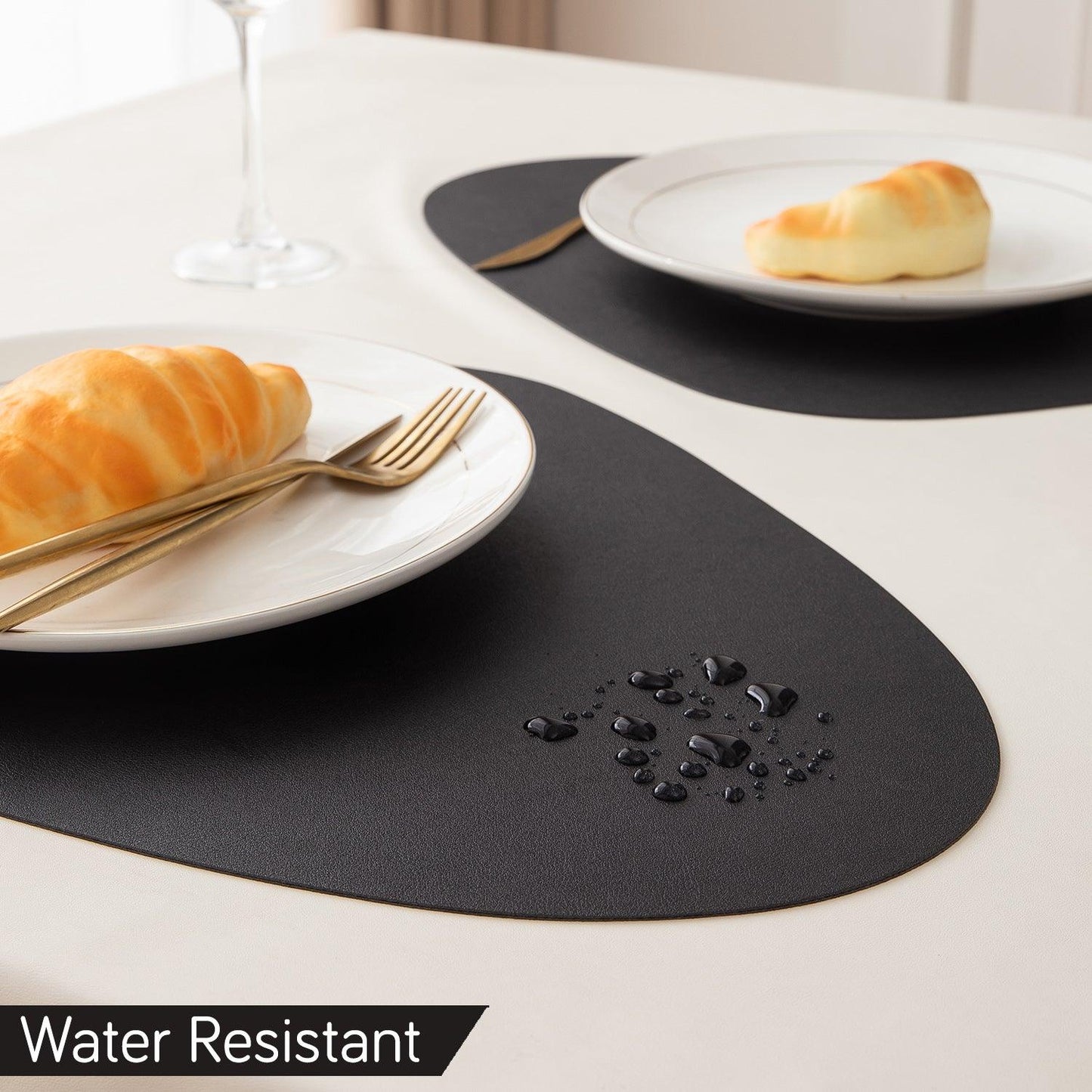 Premium Faux Leather Dining Table Mats, Black - HOKIPO | Har Ghar ka Humsafar