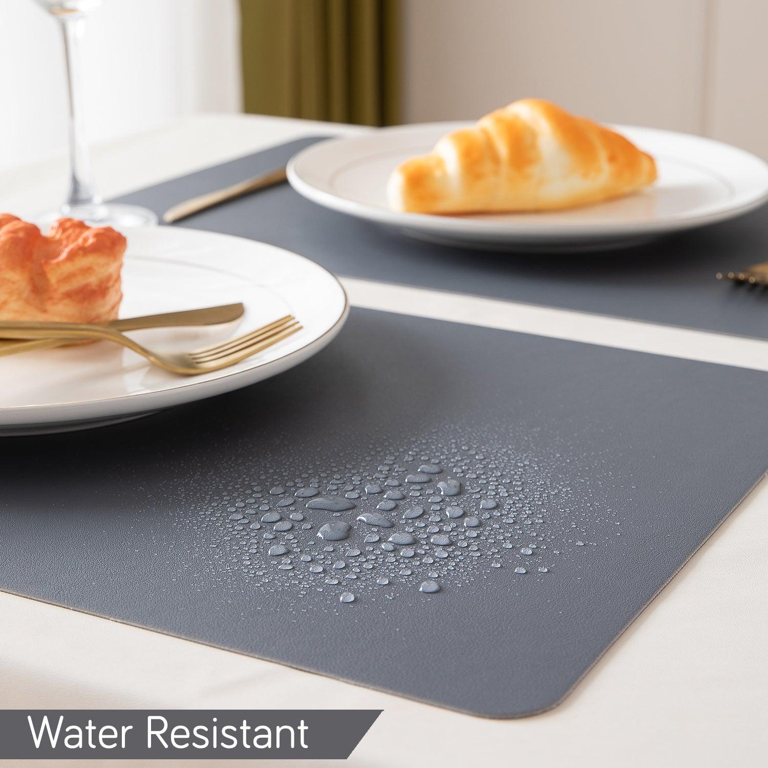 Premium Faux Leather Dining Table Mats, Dark Grey - HOKIPO | Har Ghar ka Humsafar