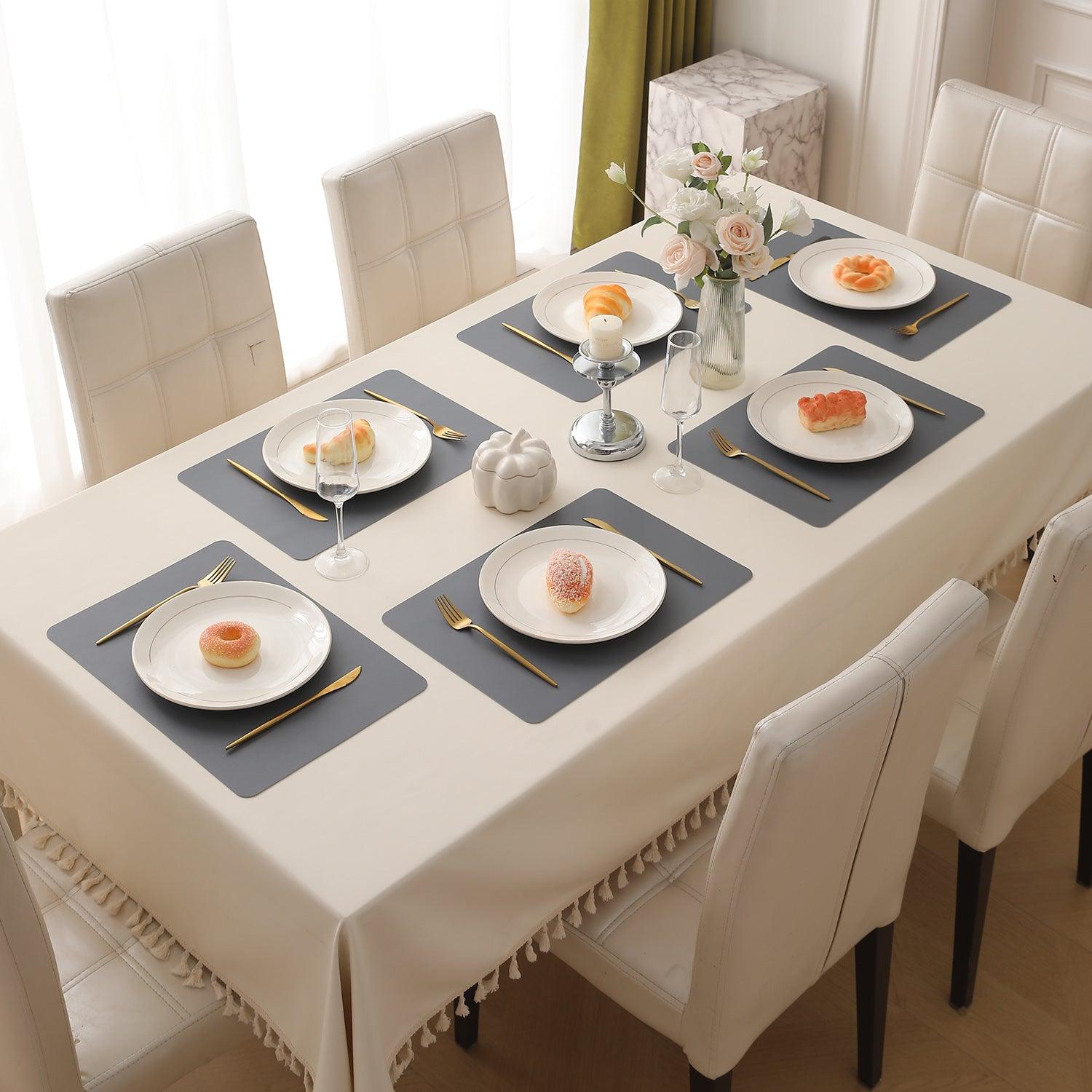 Premium Faux Leather Dining Table Mats, Dark Grey - HOKIPO | Har Ghar ka Humsafar