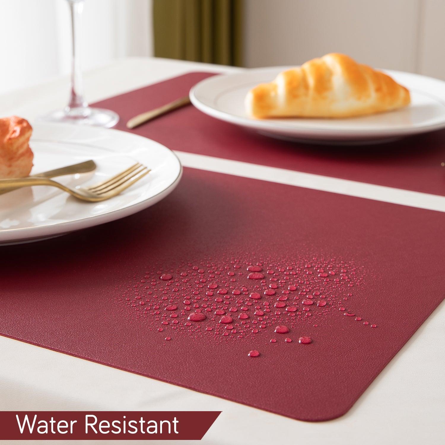 Premium Faux Leather Dining Table Mats, Dark Red - HOKIPO | Har Ghar ka Humsafar