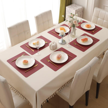 Premium Faux Leather Dining Table Mats, Dark Red - HOKIPO | Har Ghar ka Humsafar