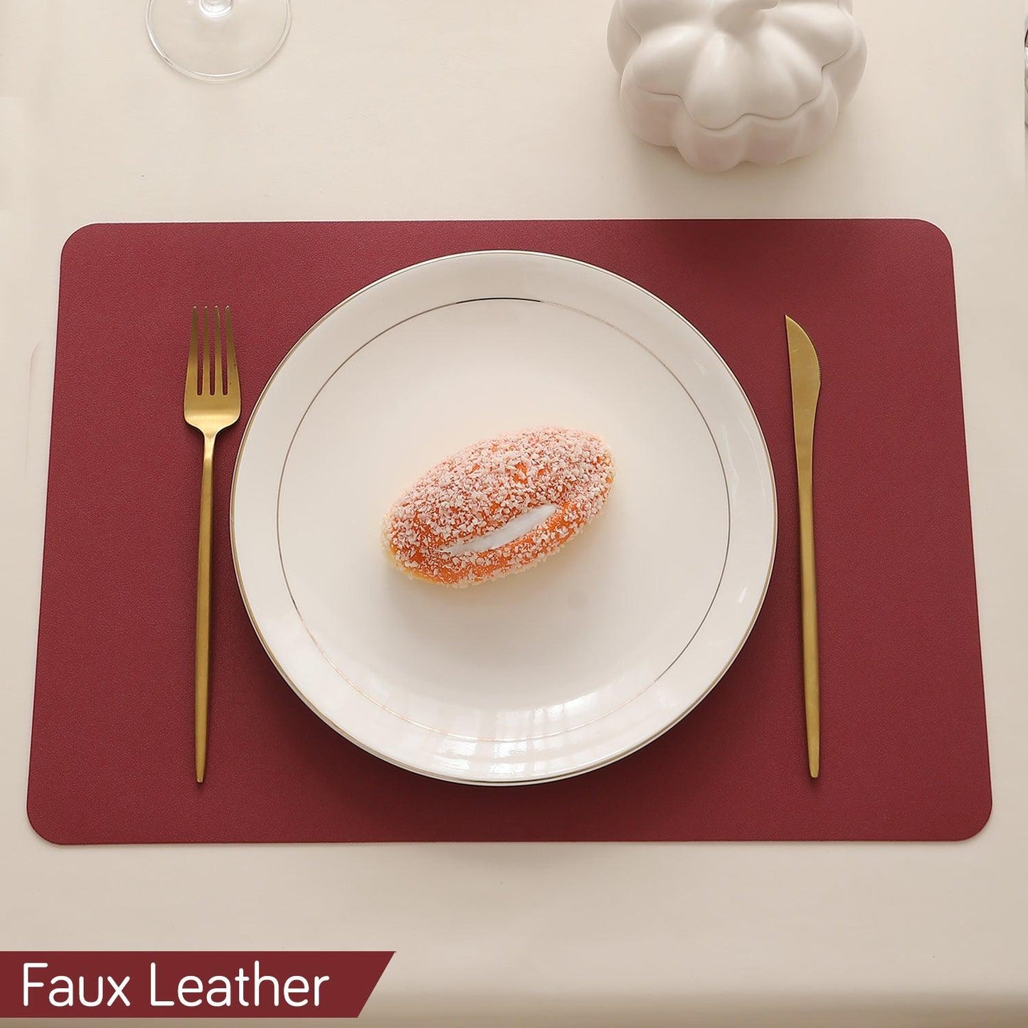 Premium Faux Leather Dining Table Mats, Dark Red - HOKIPO | Har Ghar ka Humsafar