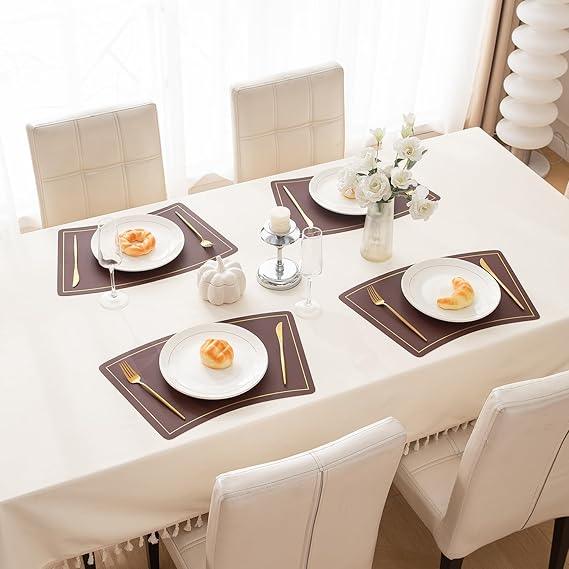 Premium Faux Leather Dining Table Mats, Deep Brown - HOKIPO | Har Ghar ka Humsafar