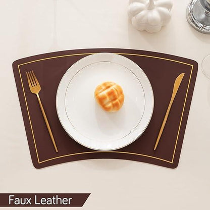 Premium Faux Leather Dining Table Mats, Deep Brown - HOKIPO | Har Ghar ka Humsafar