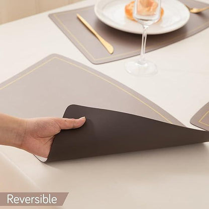 Premium Faux Leather Dining Table Mats, Desert Sand - HOKIPO | Har Ghar ka Humsafar