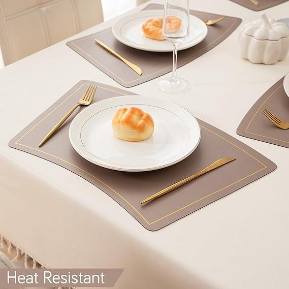 Premium Faux Leather Dining Table Mats, Desert Sand - HOKIPO | Har Ghar ka Humsafar