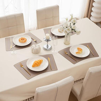 Premium Faux Leather Dining Table Mats, Desert Sand - HOKIPO | Har Ghar ka Humsafar