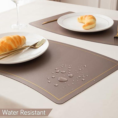 Premium Faux Leather Dining Table Mats, Desert Sand - HOKIPO | Har Ghar ka Humsafar