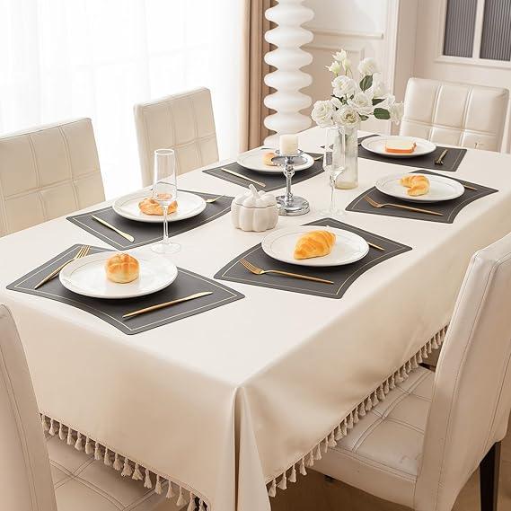 Premium Faux Leather Dining Table Mats, Graphite Grey - HOKIPO | Har Ghar ka Humsafar