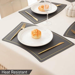 Premium Faux Leather Dining Table Mats, Graphite Grey - HOKIPO | Har Ghar ka Humsafar