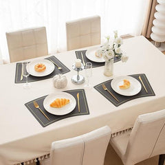 Premium Faux Leather Dining Table Mats, Graphite Grey - HOKIPO | Har Ghar ka Humsafar