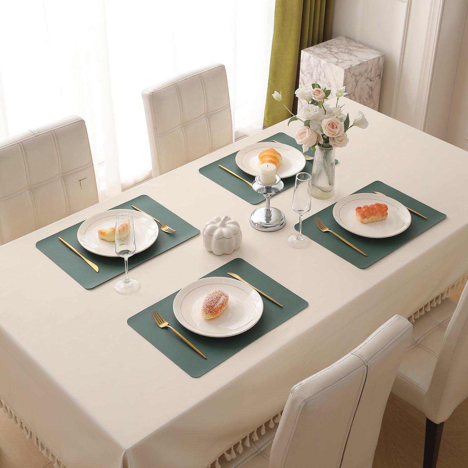 Premium Faux Leather Dining Table Mats, Green - HOKIPO | Har Ghar ka Humsafar