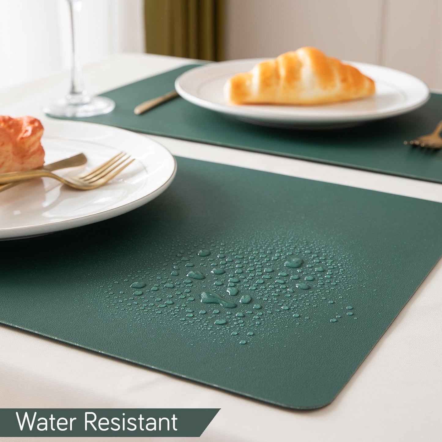 Premium Faux Leather Dining Table Mats, Green - HOKIPO | Har Ghar ka Humsafar