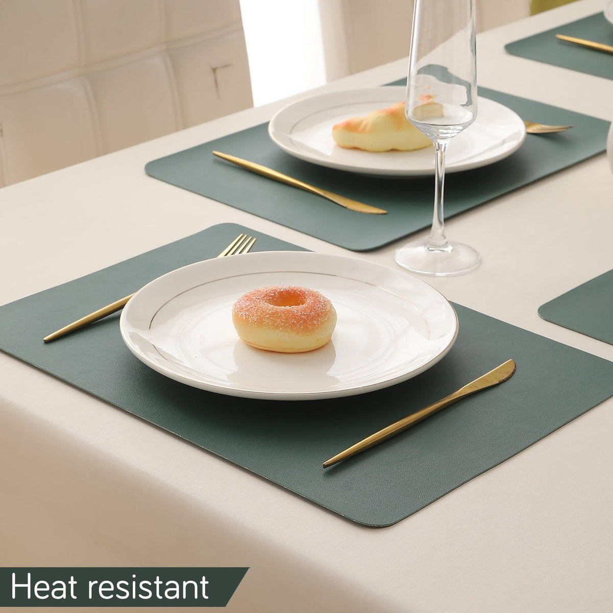 Premium Faux Leather Dining Table Mats, Green - HOKIPO | Har Ghar ka Humsafar