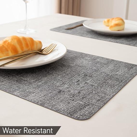 Premium Faux Leather Dining Table Mats, Grey - HOKIPO | Har Ghar ka Humsafar