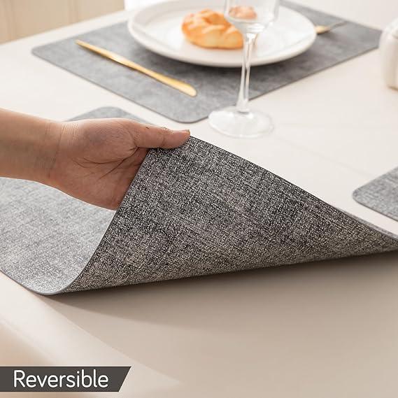 Premium Faux Leather Dining Table Mats, Grey - HOKIPO | Har Ghar ka Humsafar