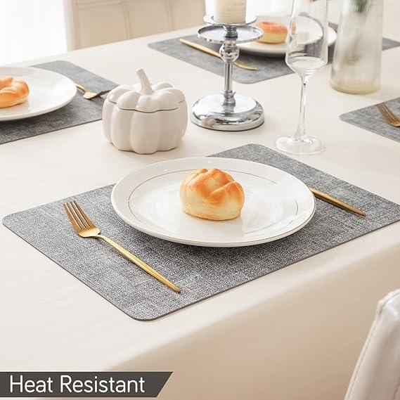 Premium Faux Leather Dining Table Mats, Grey - HOKIPO | Har Ghar ka Humsafar