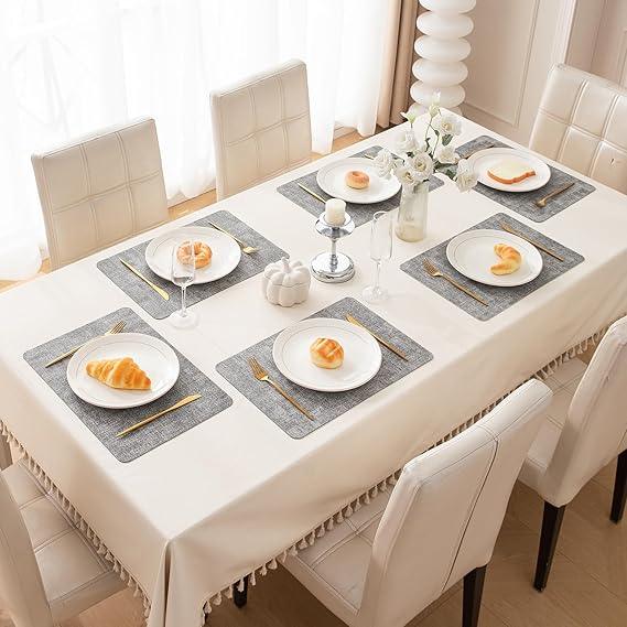 Premium Faux Leather Dining Table Mats, Grey - HOKIPO | Har Ghar ka Humsafar