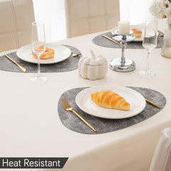 Premium Faux Leather Dining Table Mats, Grey - HOKIPO | Har Ghar ka Humsafar