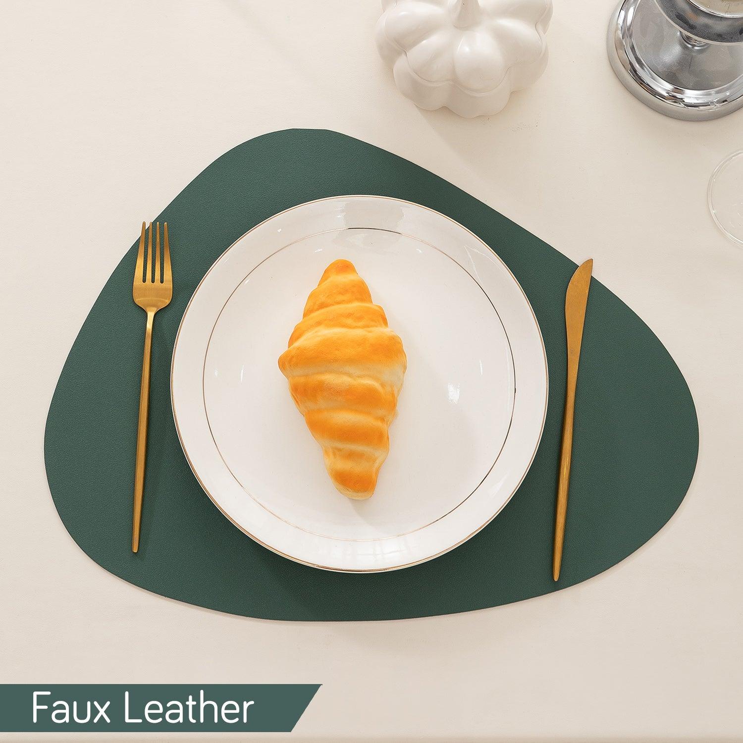 Premium Faux Leather Dining Table Mats, Juniper Green - HOKIPO | Har Ghar ka Humsafar