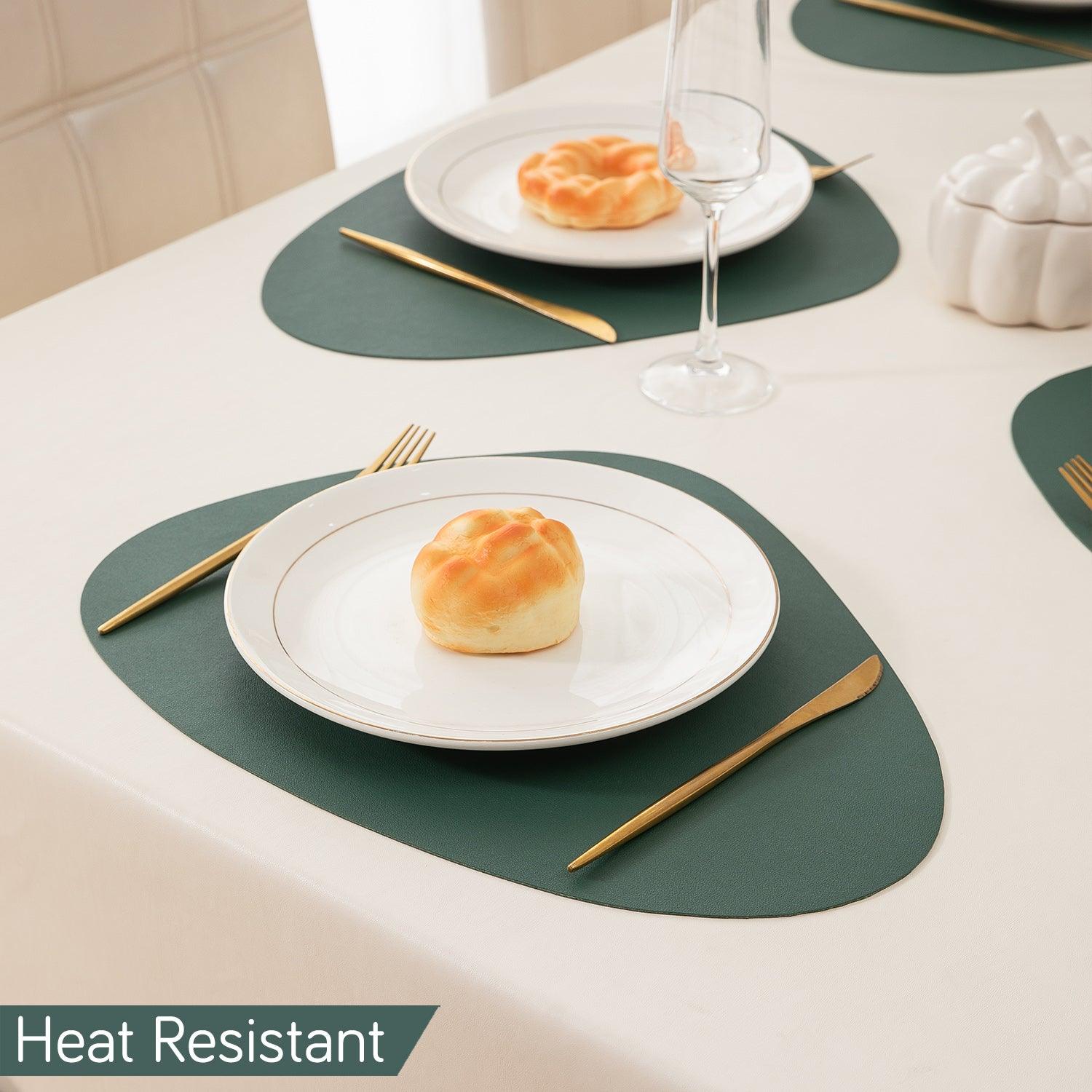 Premium Faux Leather Dining Table Mats, Juniper Green - HOKIPO | Har Ghar ka Humsafar