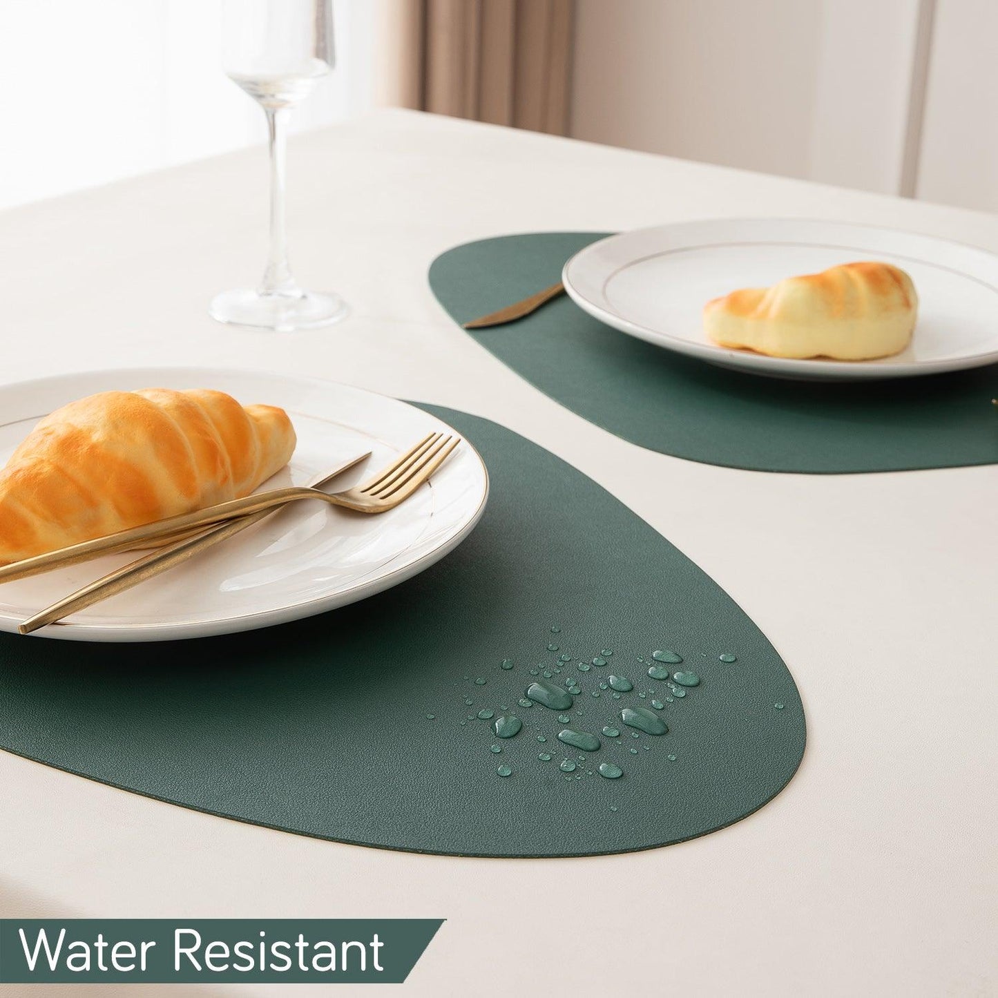 Premium Faux Leather Dining Table Mats, Juniper Green - HOKIPO | Har Ghar ka Humsafar