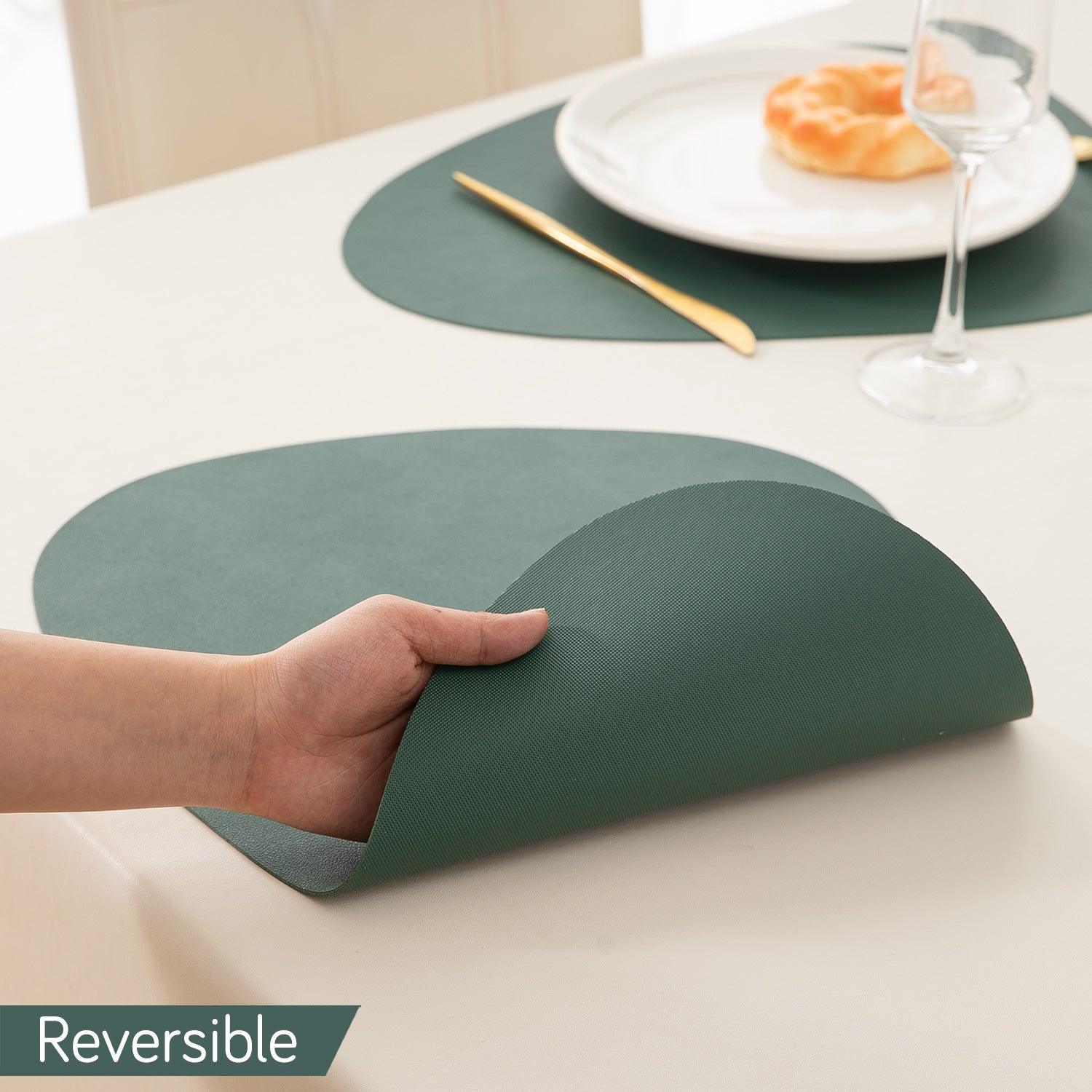 Premium Faux Leather Dining Table Mats, Juniper Green - HOKIPO | Har Ghar ka Humsafar