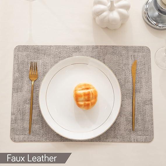 Premium Faux Leather Dining Table Mats, Light Brown - HOKIPO | Har Ghar ka Humsafar