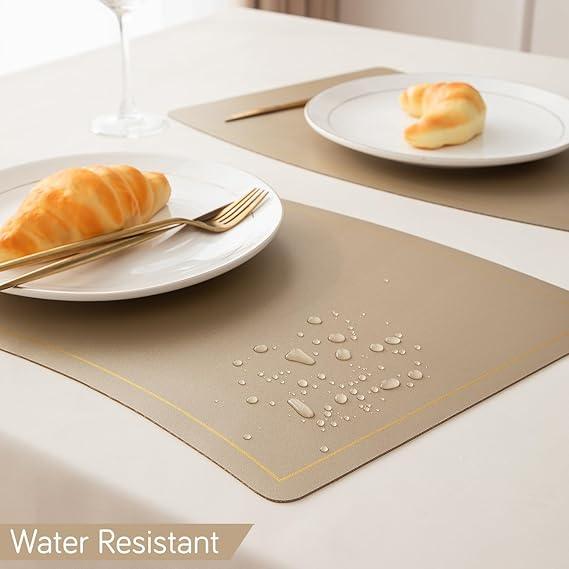 Premium Faux Leather Dining Table Mats, Light Gold - HOKIPO | Har Ghar ka Humsafar