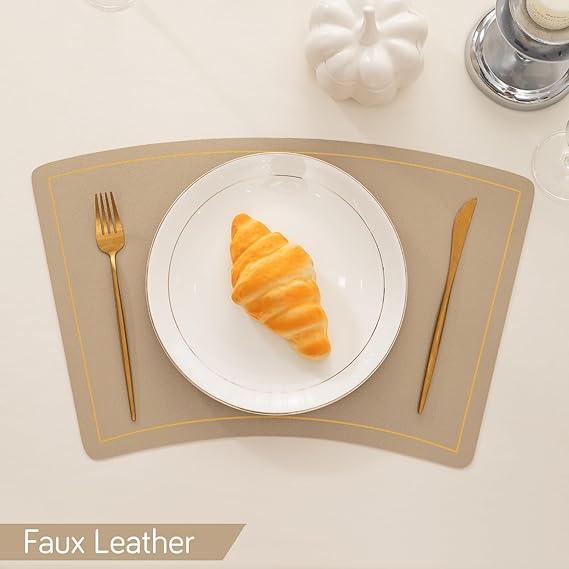 Premium Faux Leather Dining Table Mats, Light Gold - HOKIPO | Har Ghar ka Humsafar