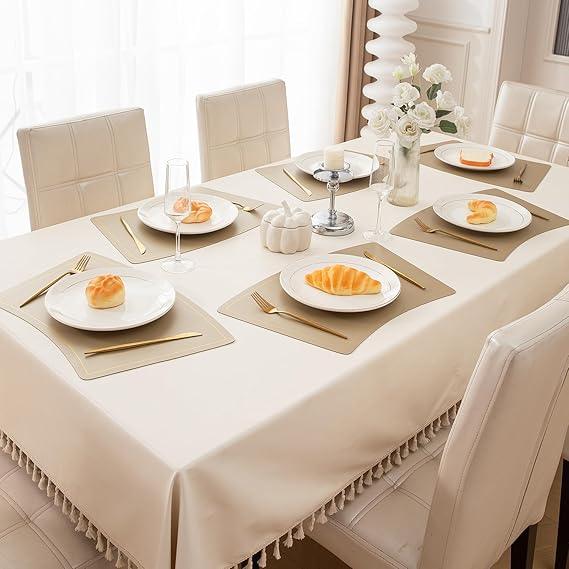 Premium Faux Leather Dining Table Mats, Light Gold - HOKIPO | Har Ghar ka Humsafar