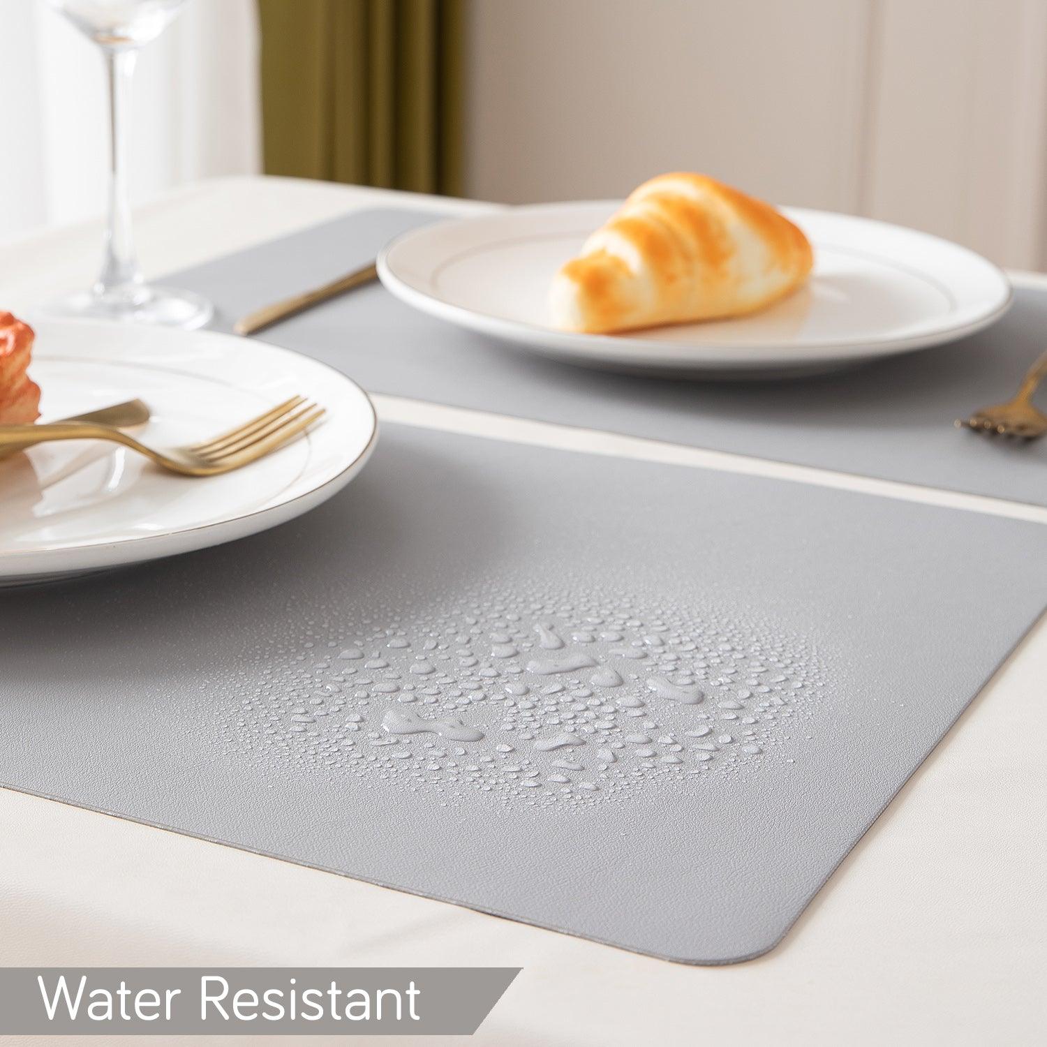 Premium Faux Leather Dining Table Mats, Light Grey - HOKIPO | Har Ghar ka Humsafar