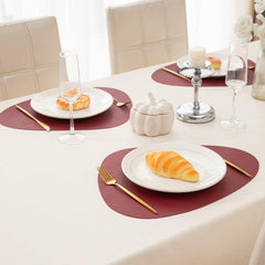 Premium Faux Leather Dining Table Mats, Maroon - HOKIPO | Har Ghar ka Humsafar