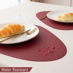 Premium Faux Leather Dining Table Mats, Maroon - HOKIPO | Har Ghar ka Humsafar