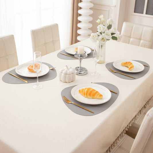 Premium Faux Leather Dining Table Mats, Moon Grey - HOKIPO | Har Ghar ka Humsafar