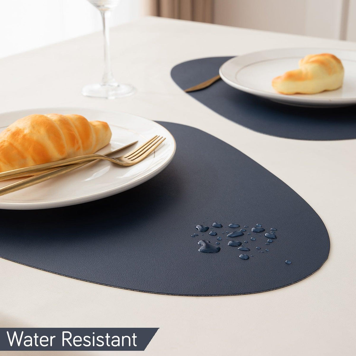 Premium Faux Leather Dining Table Mats, Navy Blue - HOKIPO | Har Ghar ka Humsafar