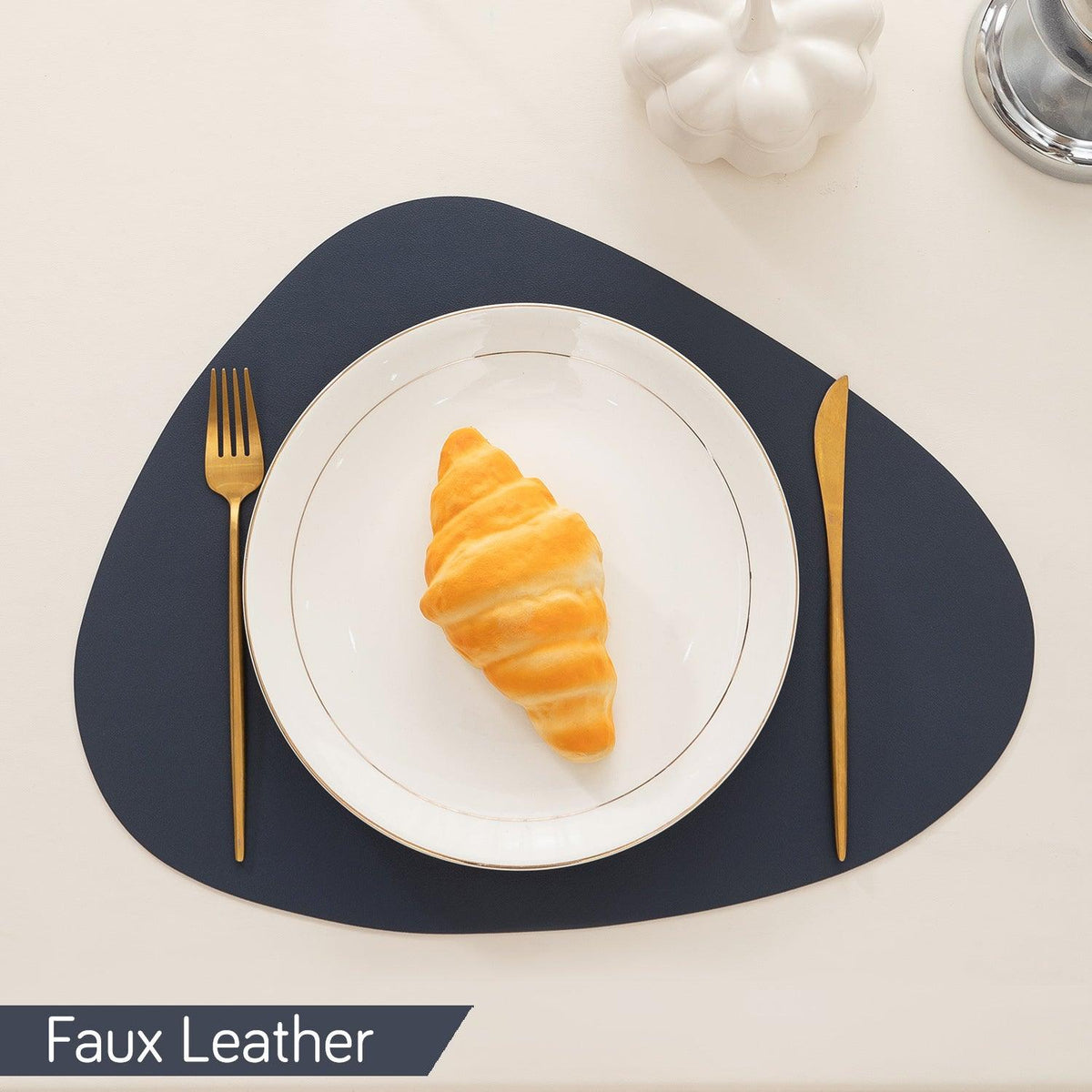 Premium Faux Leather Dining Table Mats, Navy Blue - HOKIPO | Har Ghar ka Humsafar