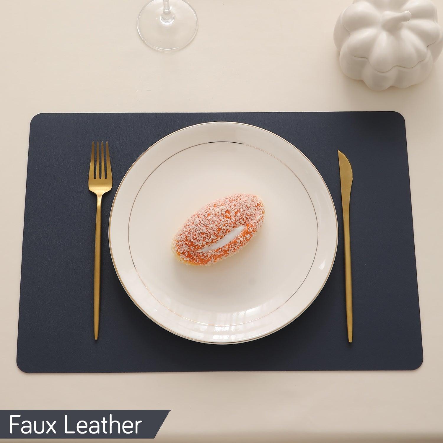 Premium Faux Leather Dining Table Mats, Navy Blue - HOKIPO | Har Ghar ka Humsafar